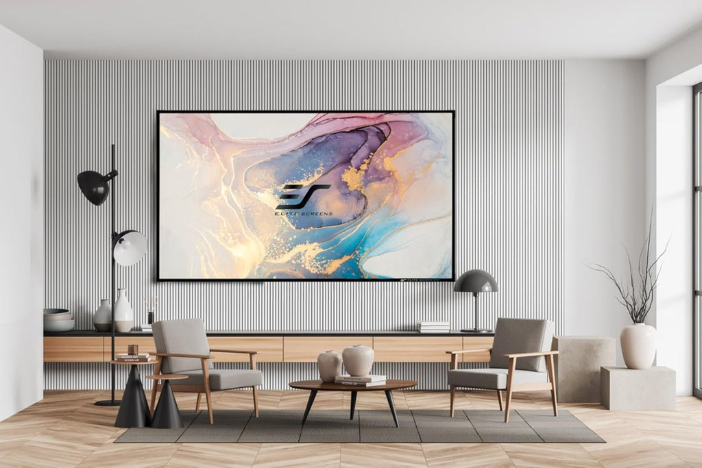 Elite Screens Aeon CineGrey 3D, 100" Fixed Frame CLR/ALR Projector Screen 16:9, Standard Throw Projection, Edge Free Ceiling & Ambient Light Rejecting, Wall-Mounted, for Movie Home Theater, AR100DHD3