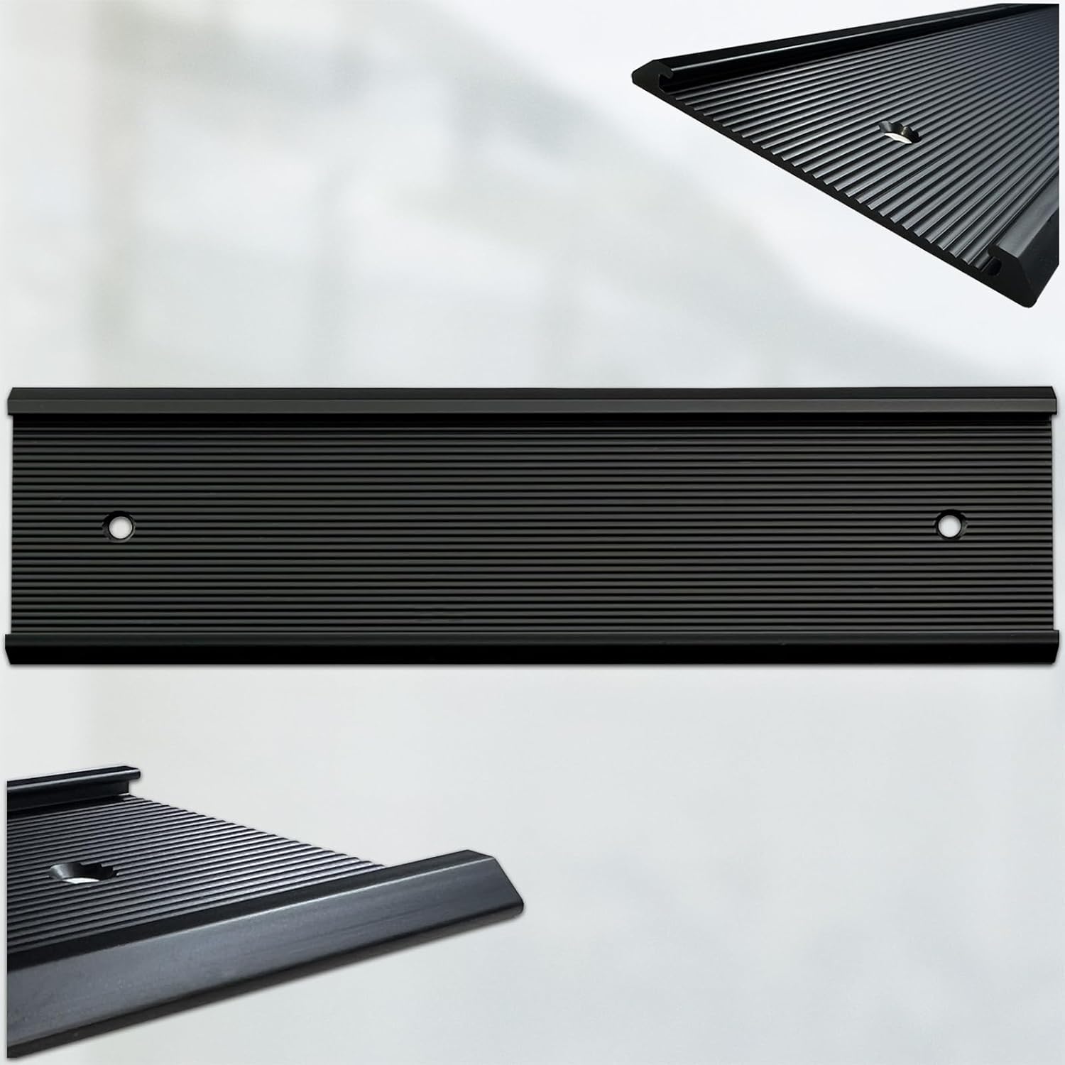 10 Pack Aluminum Name Plate Holders for Door or Wall, 2” x 8” Office Wall Mount Name Plate Holder with Textured Design and Double Sided Tape, for Office, Business, Meeting Room (Black)