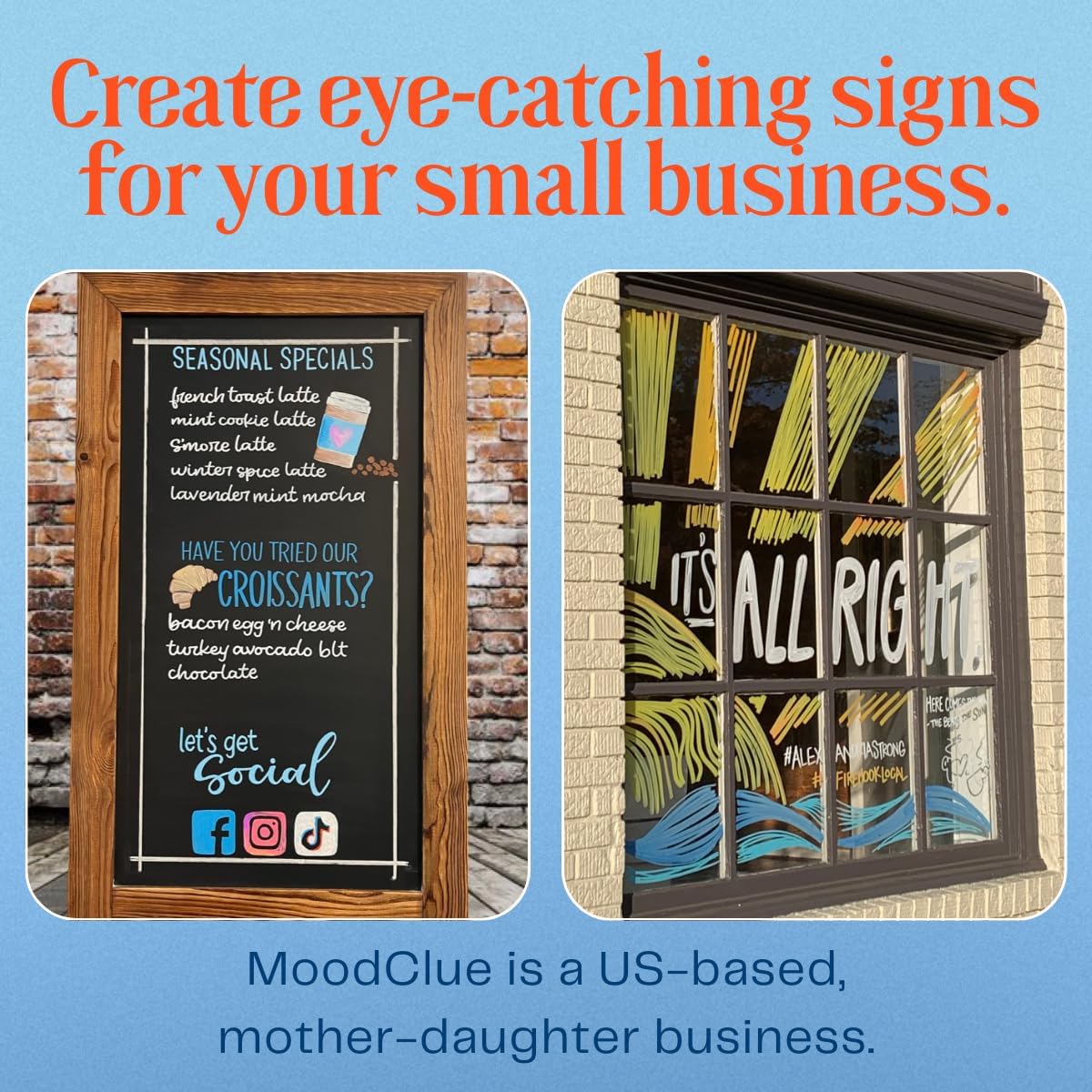 Liquid Chalk Drawing Markers for Car Windows, Auto Windshields, Mirrors, White Boards, Retail + Restaurant Signs. Erasable Chalk Markers – Washable – Bold - Neon 8pck. 10mm tip - 3 writing options.