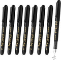 EYEYE Disposable Fountain Pens, 8 Pack Black Fine Point Pens Calligraphy Pens for Writing, Stainless Steel Nib, Smooth Writing for Journaling, Drafting, Sketching, Doodling & Office Supplies