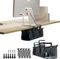 Original No Drill Under Desk Cable Management Tray 14.1" - Premium Black Fabric Cable Management Under Desk - Clamp/Screw Mount Cord Organizer - Supports Upto 66lbs