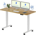 FLEXISPOT E6 MAX Rubber Wood Dual Motor 3 Stages Standing Desk 55x24 Inch Whole-Piece Board Electric Height Adjustable Stand Up Desk 150KG Load Capacity(White Frame + Rubber Wood Desktop)