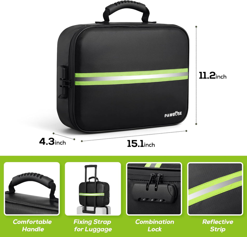 Fireproof Document Bag with Lock, Upgraded Fireproof, Heat Insulated & Waterproof Box for Document,Portable Storage for Home and Travel, Suitable for Document and Laptop
