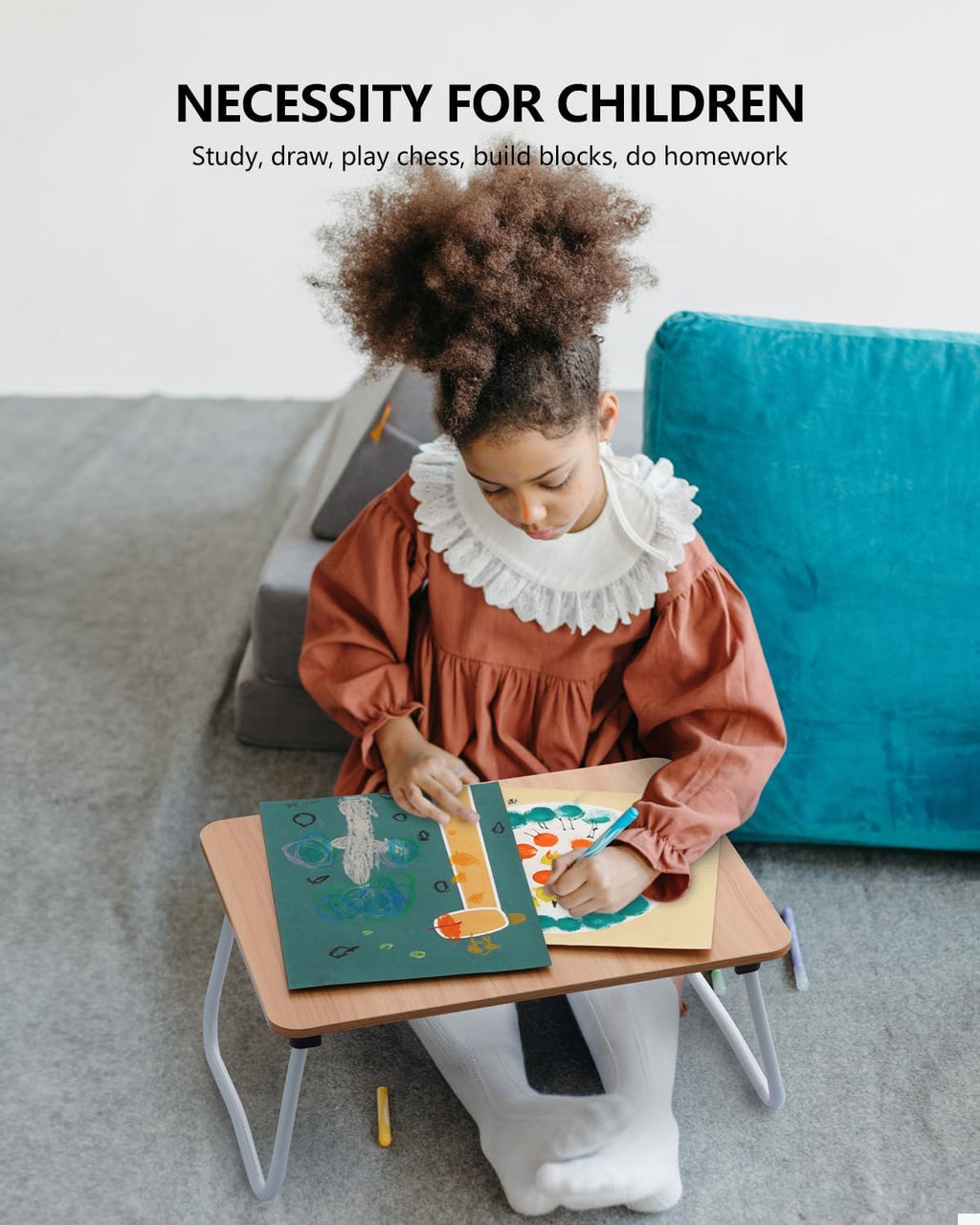 Laptop Bed Desk, Foldable Lap Desk, Portable Laptop Stand, Lightweight & Mini Table for Breakfast/Picnic/Drawing/Couch/Floor - Wood