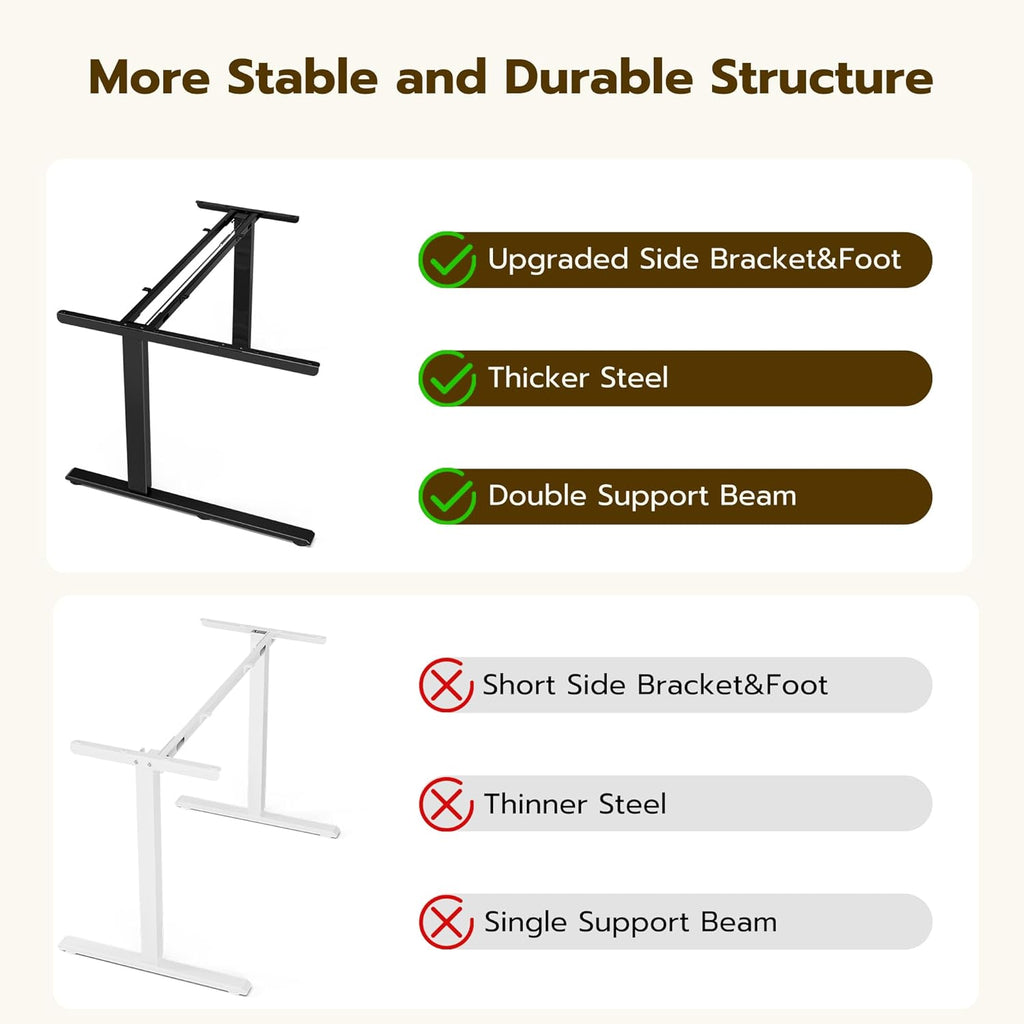 59 Inch L Shaped Standing Desk Adjustable Height, Electric Corner Standing Desk, Sit Stand Computer Table with Reversiable Splice Board,Light Rustic Brown