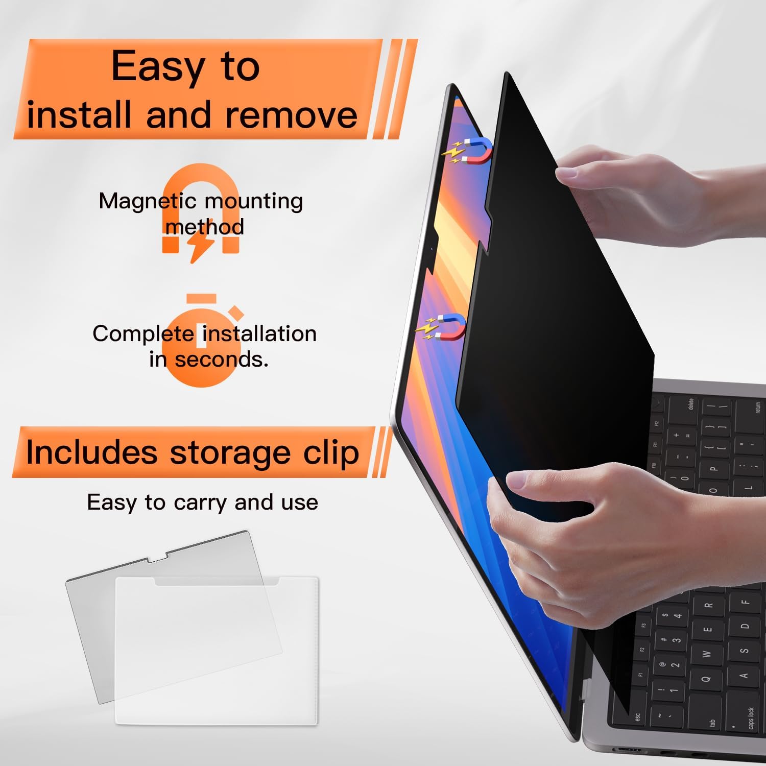 Privacy Screen for MacBook Air 15 Inch 2023-2025 (M2 M3 M4 Chip), Magnetic Removable Anti Glare Blue Light Filter Protector