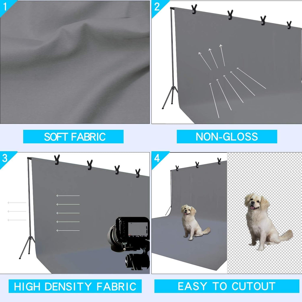 ISSUNTEX 9X15 ft Background Polester Backdrop, Photo Studio, Collapsible High Density Screen for Video Photography and Television-Gray