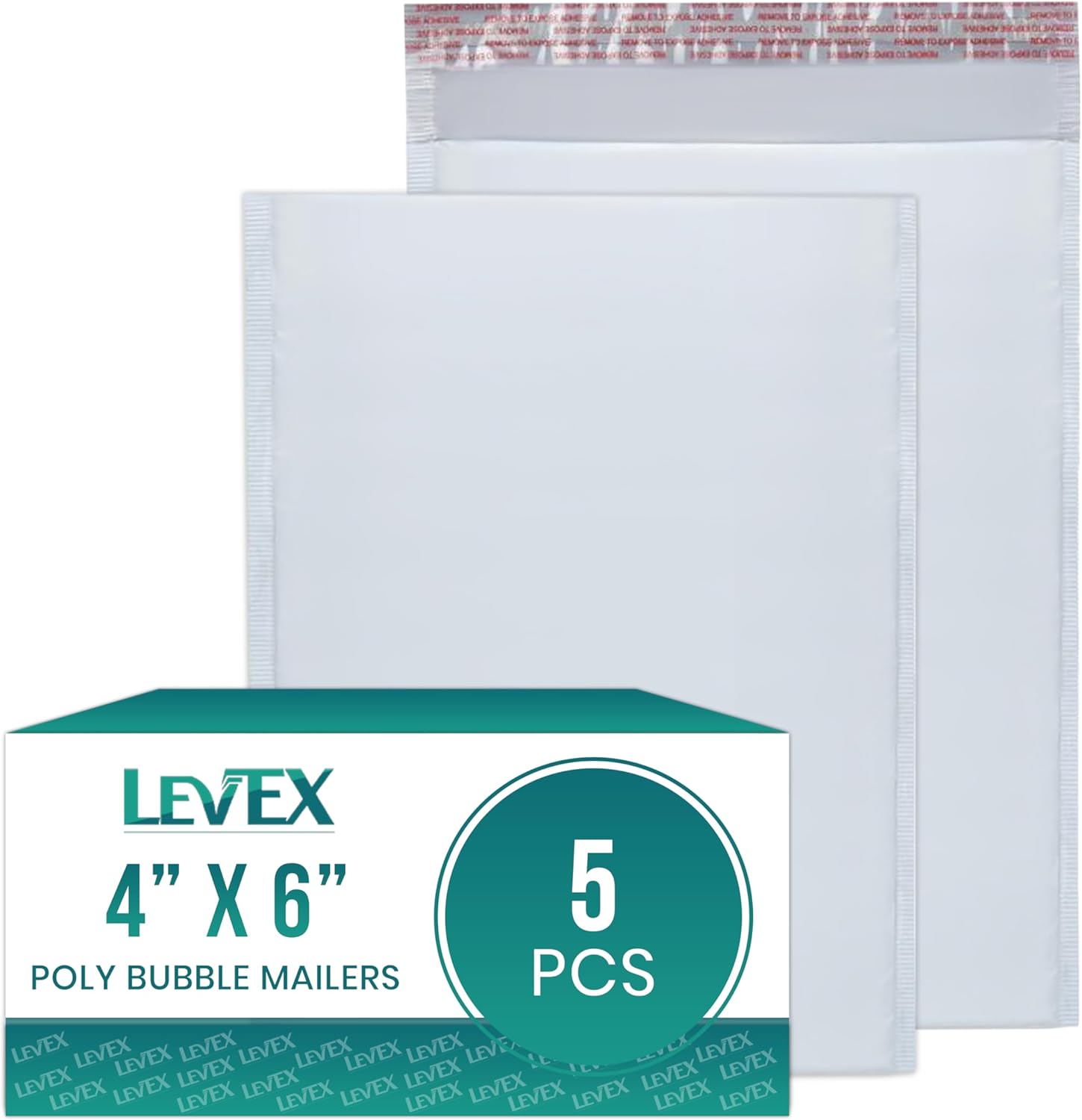 Levex - #0000 4" x 6" [5 Pack] Poly Bubble Mailers, Padded Envelope Mailers, Packing Envelope & Mailing Bags for Shipping