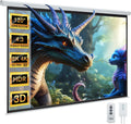 YODOLLA 120 inch Projector Screen Motorized,4:3 HD Retractable Electric Projector Screen 4K 3D Wall Mounted Ceiling Automatic Projection Screen Drop Down with Remote Movie Screen for Indoor Outdoor