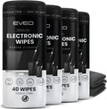 Electronic Wipes Streak-Free for Screen Cleaner & Smart Watch [4 Pack x 40] TV Screen, Smart TV, Computer Screen, Laptop, Phone, Tablet, and Electronics devices - Microfiber Cloth Included [160 Wipes]