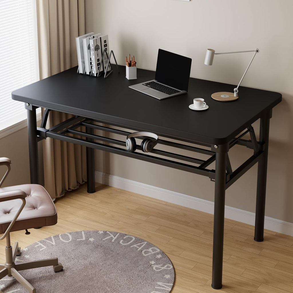 Small Folding Desk No Assembly,31.5 Inch Folding Computer Desk Small Foldable Table for Home Office.