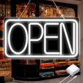 16.5" X 9" Led Neon Open Signs for Business Ultra Bright Plug In Electric Light Up Open Signs with ON/OFF Switch and 12V/2A AC Adapter for Storefront Window Bar Salon Coffee Stores (White)