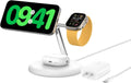 Belkin MagSafe-Compatible 3-in-1 Wireless Charger Stand 15W - Qi2-Certified Wireless Charging Station, Fast Charging of iPhone 16, AirPods, & Apple Watch - 36W Included - White