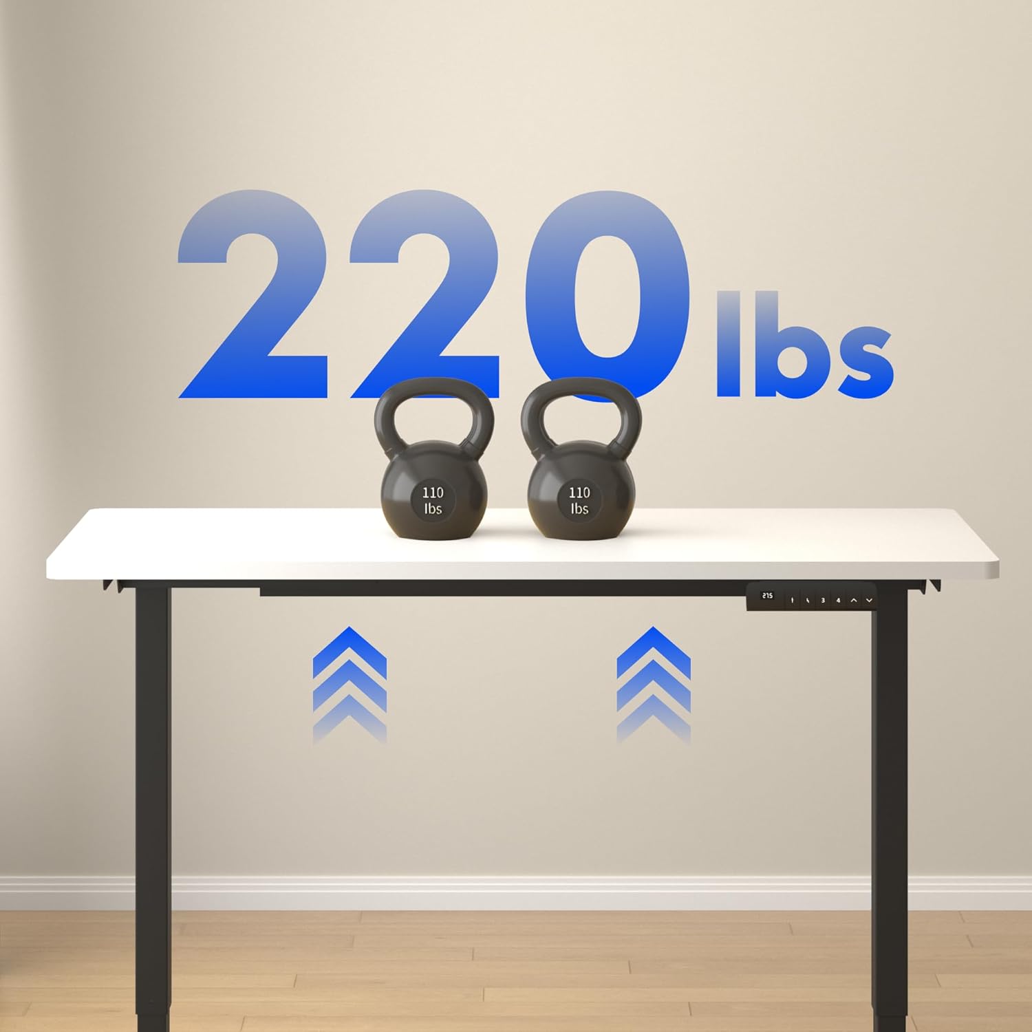 FLEXISPOT E3 Dual Motor Electric Standing Desk 48x30 Inch Whole-Piece Board Height Adjustable Electric Sit Stand Desk (Black Frame + White Desktop, 2 Packages)