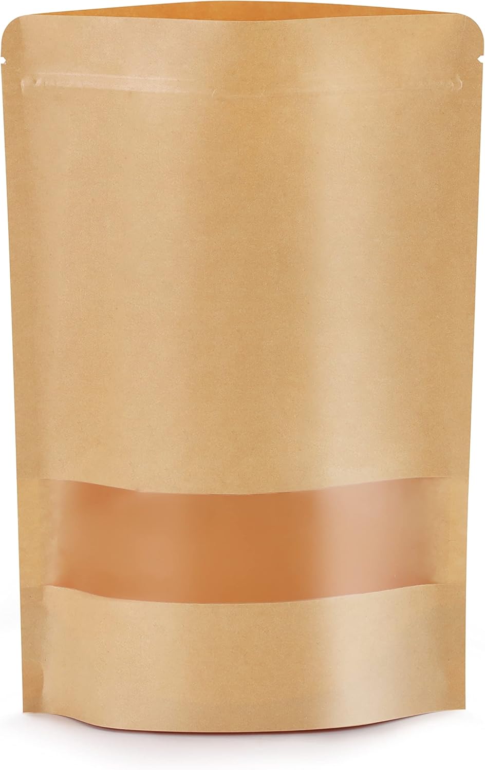 100pcs Kraft Bags with Window 3.5x5.5 Inches Brown Reusable Sealable Zip Lock Food Storage Stand up Paper Pouches for Home or Business