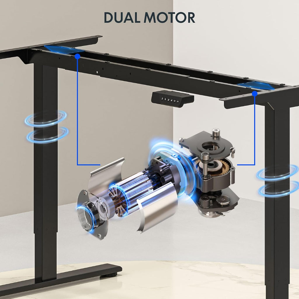 FLEXISPOT 79 x 32 Inch Dual Motor Standing Desk, Computer Desk with Memory Controller, Home Office Desk with Splice Board (Black Frame + 79" Black Desktop, 2 Packages)