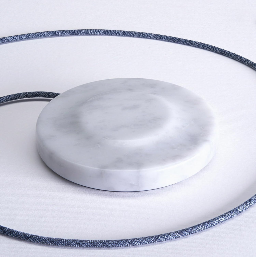Einova Classic Stone – Marble Wireless Charging Pad Designed in Italy, Integrated 6 ft USB-C Cable, Smartphones, Wireless Earbuds, Smartwatches – White Carrara Marble