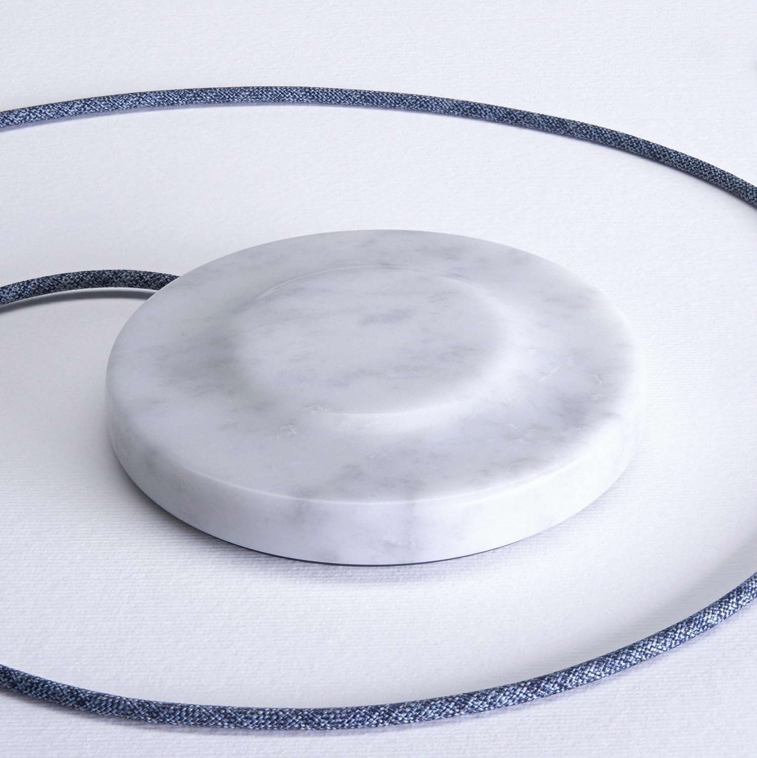 Einova Classic Stone – Marble Wireless Charging Pad Designed in Italy, Integrated 6 ft USB-C Cable, Smartphones, Wireless Earbuds, Smartwatches – White Carrara Marble