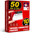 CAREGY 50 Count Thermal Laminating Pouches, 10 Mil, 4x3 Inch Laminate Business Cards, Round Corner, Ideal Office or School Supplies