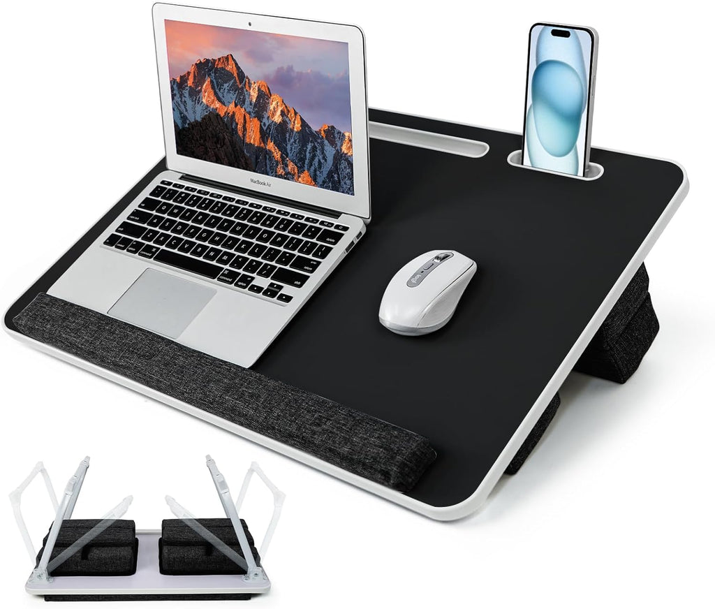 Lap Desk for Laptop with Cushion,Folding Laptop Desk for Bed,Bed Desk,Portable Computer Lap Desk,23.62"*15.74",Black