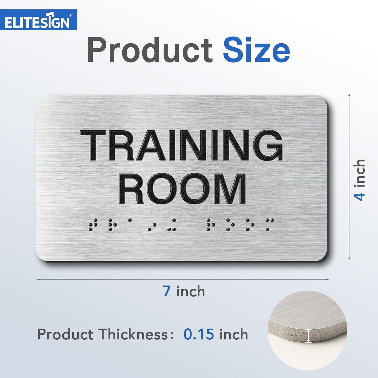 SUPPLY ROOM Signs with Raised Text & Grade 2 Braille, Brushed Aluminum/Silver Finish Easy Install with Double-Sided Tape, ADA Compliant Office Door Sign