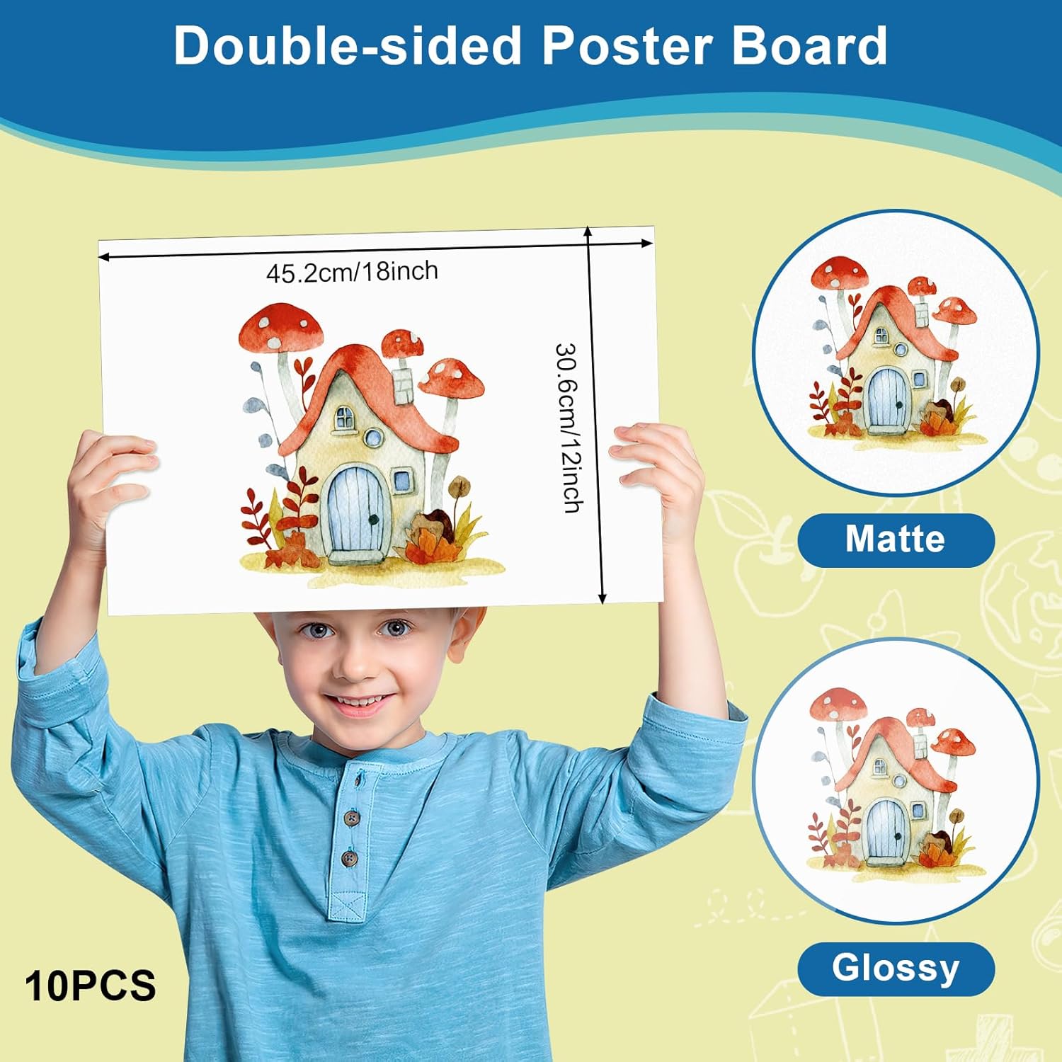 10 Pcs 12" x 18" Poster Board White Poster Board Paper Bulk 250 GSM Thickness Vision Boards Smart PosterBoard for Drawing School Arts Craft Projects Presentations Scrapbooking Blank Graphic Display