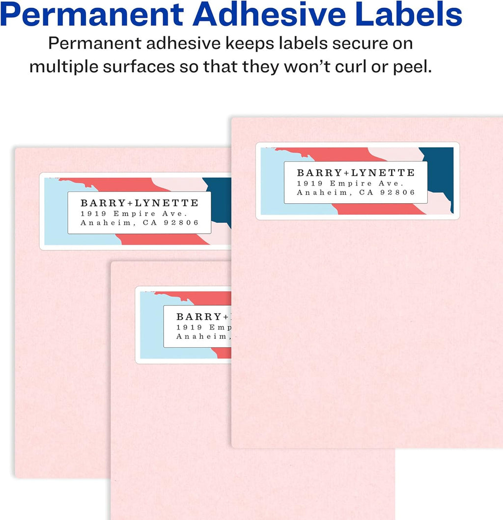 Avery Printable Return Address Labels with Sure Feed, 0.5" x 1.75", White, 8,000 Blank Mailing Labels (05167)