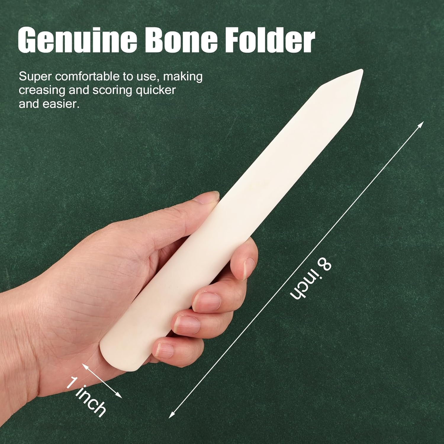 Lineco Genuine Bone Folder Large 8" x 1", Great use for Scoring, Folding and Creasing Paper Projects, Scrapbooking, Bookbinding, Cards, DIY. Ideal for Leather, Handmade Crafts