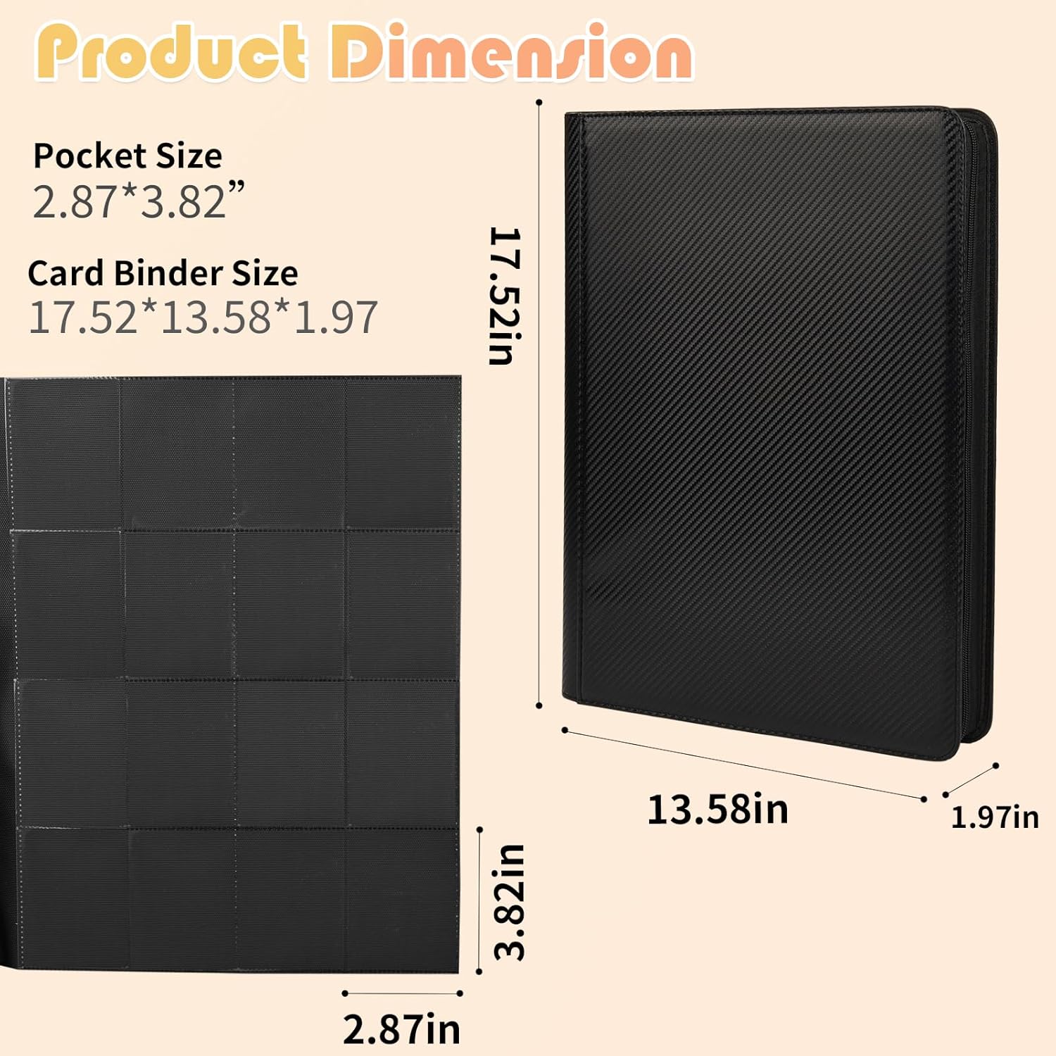 Premium 1000+ Pockets Trading Card Binder, 16-Pocket Ringless Side-Loading Album for TCG, MTG, Lorcana, Sports & Standard-Size Cards (Black1)