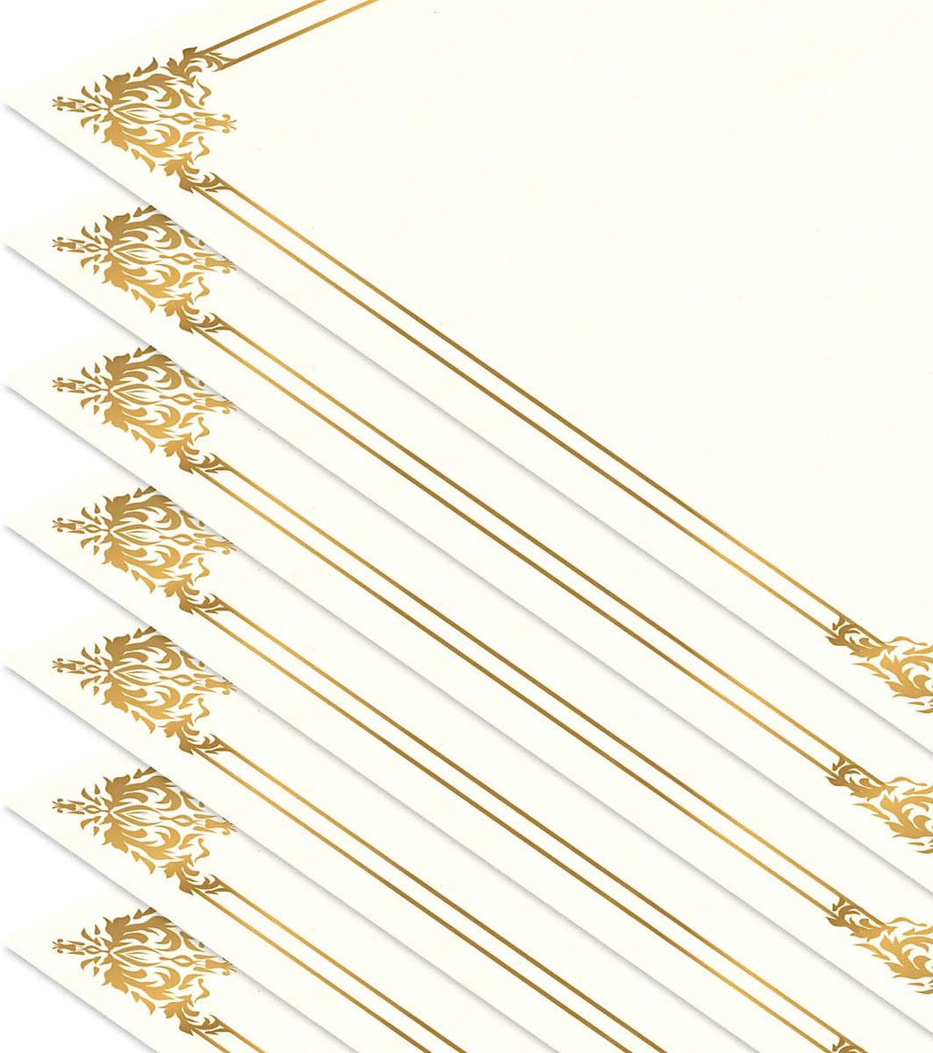 Empire Gold & White Parchment Certificate Papers - Pack of 25, NOT FOIL Laser & Inkjet Printer Compatible, for Office, Business Awards, Graduation, School Diplomas, 8-1/2" x 11" on 60 lb. Text Stock