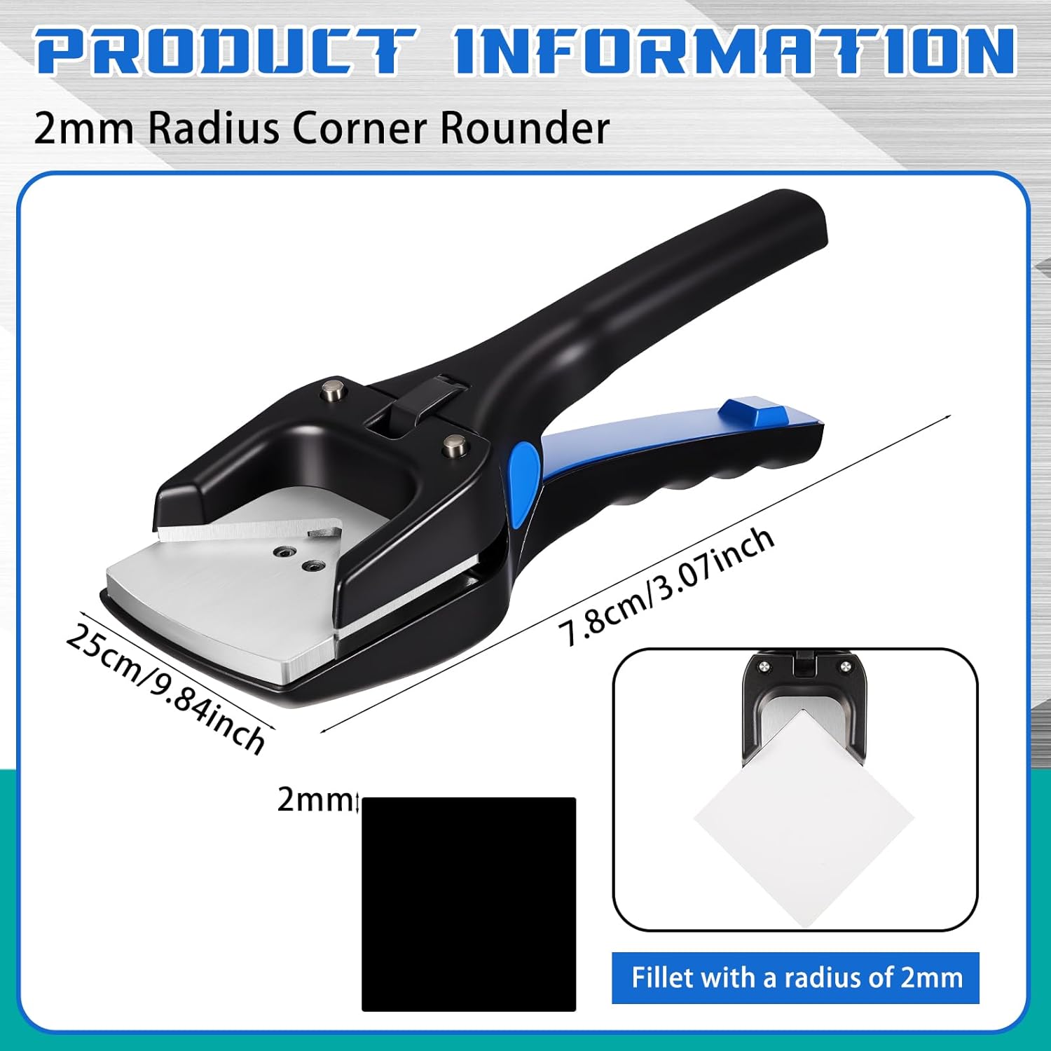 Lasnten Corner Rounder Punch, 2mm Radius (6/64") Hand Tool Cutter Applied for PVC Card Cutting, Heavy Duty Rounded Edge Circle Rounding Maker Clipper