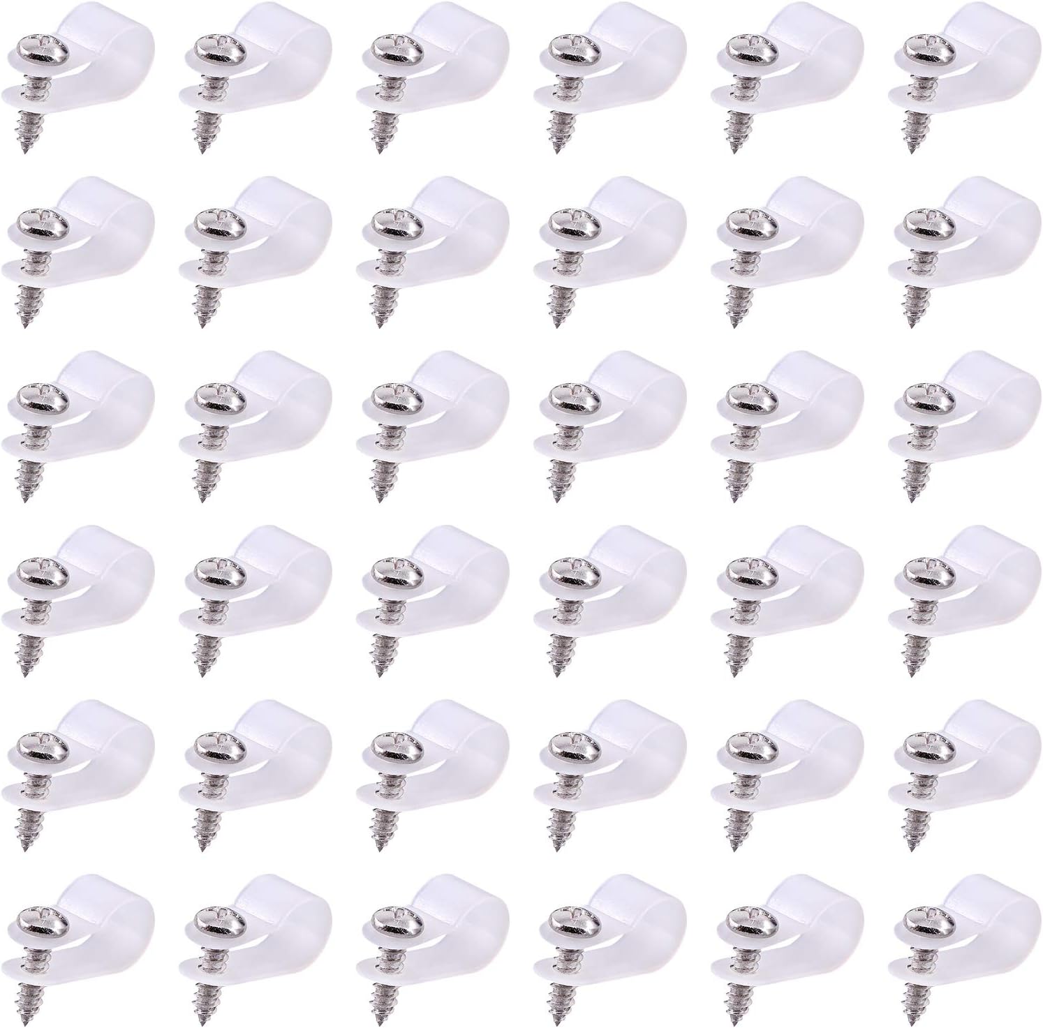 Swpeet 60 Pack White 3/8 Inch Nylon Plastic R-Type Cable Clips Clamp Kit, Nylon Screw Mounting Cord Fastener Clips with 60 Pack Screws for Wire Management (3/8 Inch, White)