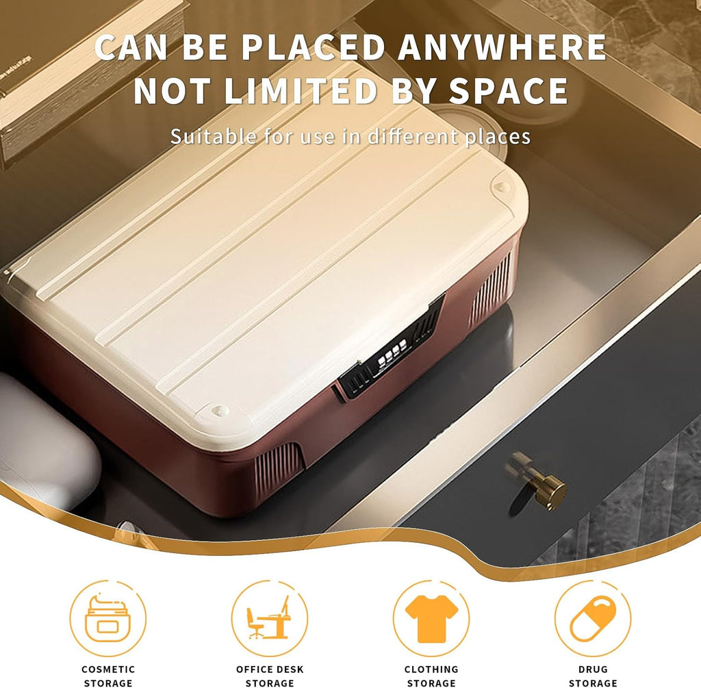 Lockable Storage Bin - 4.2 Gallon Locking Container with 4-Digit Combination Lock, Stackable Plastic Organizer Box for Usable As Item Organizer Or Office File Storage/Camping(Brown)