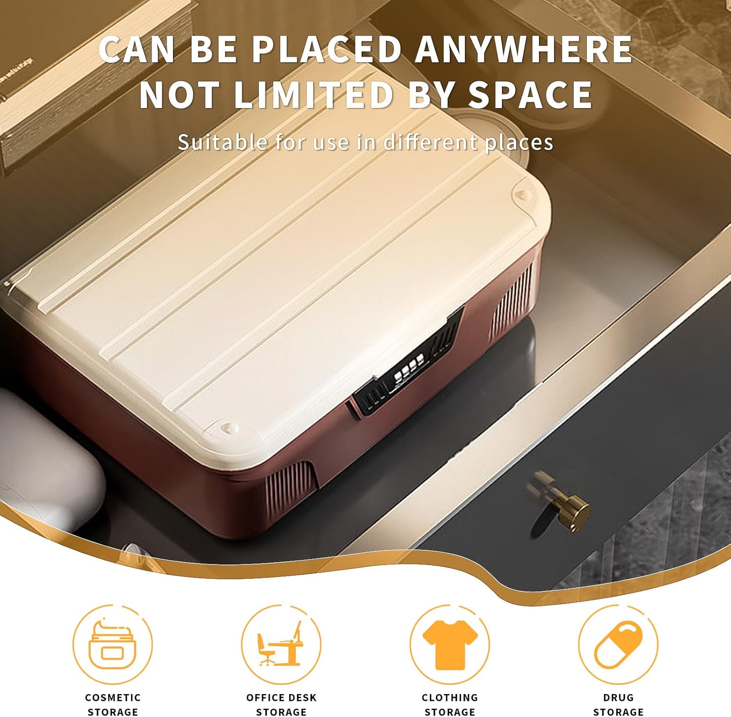 Lockable Storage Bin - 4.2 Gallon Locking Container with 4-Digit Combination Lock, Stackable Plastic Organizer Box for Usable As Item Organizer Or Office File Storage/Camping(Brown)