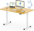 FLEXISPOT E6 MAX Dual Motor 3 Stages Standing Desk 48x30 Inch Whole-Piece Board Electric Height Adjustable Stand Up Desk 150KG Load Capacity(White Frame + Maple Desktop)