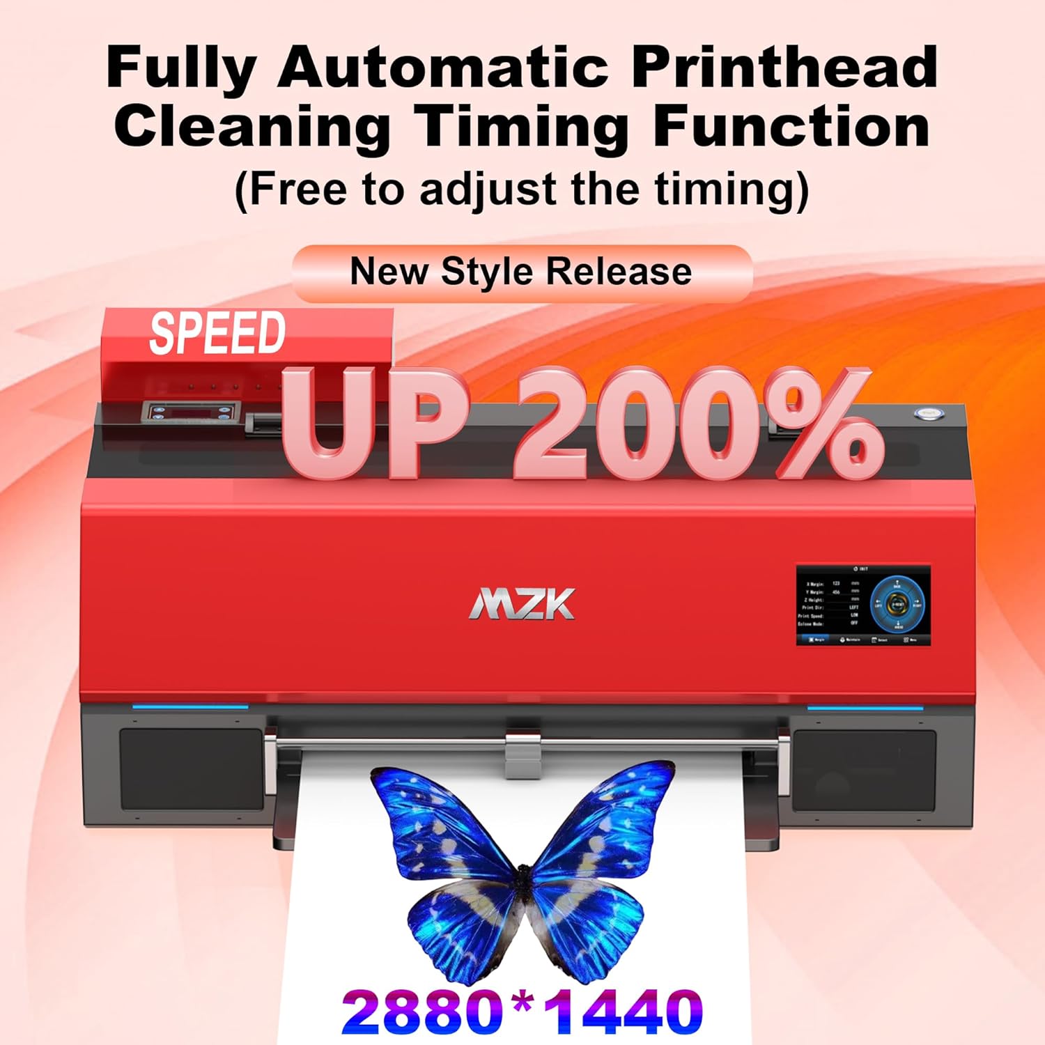 MZK A3 Plus DTF Printer XP600 Doubled-Speed,13+" DTF Film,Built-in Holiday Automatic Timed Cleaning Printhead,LED Multi-Function Fouch Screen,Film Cutter,White Ink Circulation,Gift Ink 2 Year