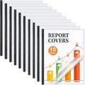 JOERSH 10Pcs Clear Report Covers with Sliding Bar, 40 Sheet Capacity Plastic Binder Paper Protector, Report Folders with Clear Cover for Resume File Documents, Black