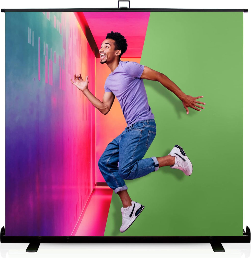 【Wider Style】 KHOMO GEAR 87-in Large Collapsible Green Screen Backdrop Portable Retractable Chroma Key Panel Photo Background with Stand for Video Conference, Photographic Studio, Streaming