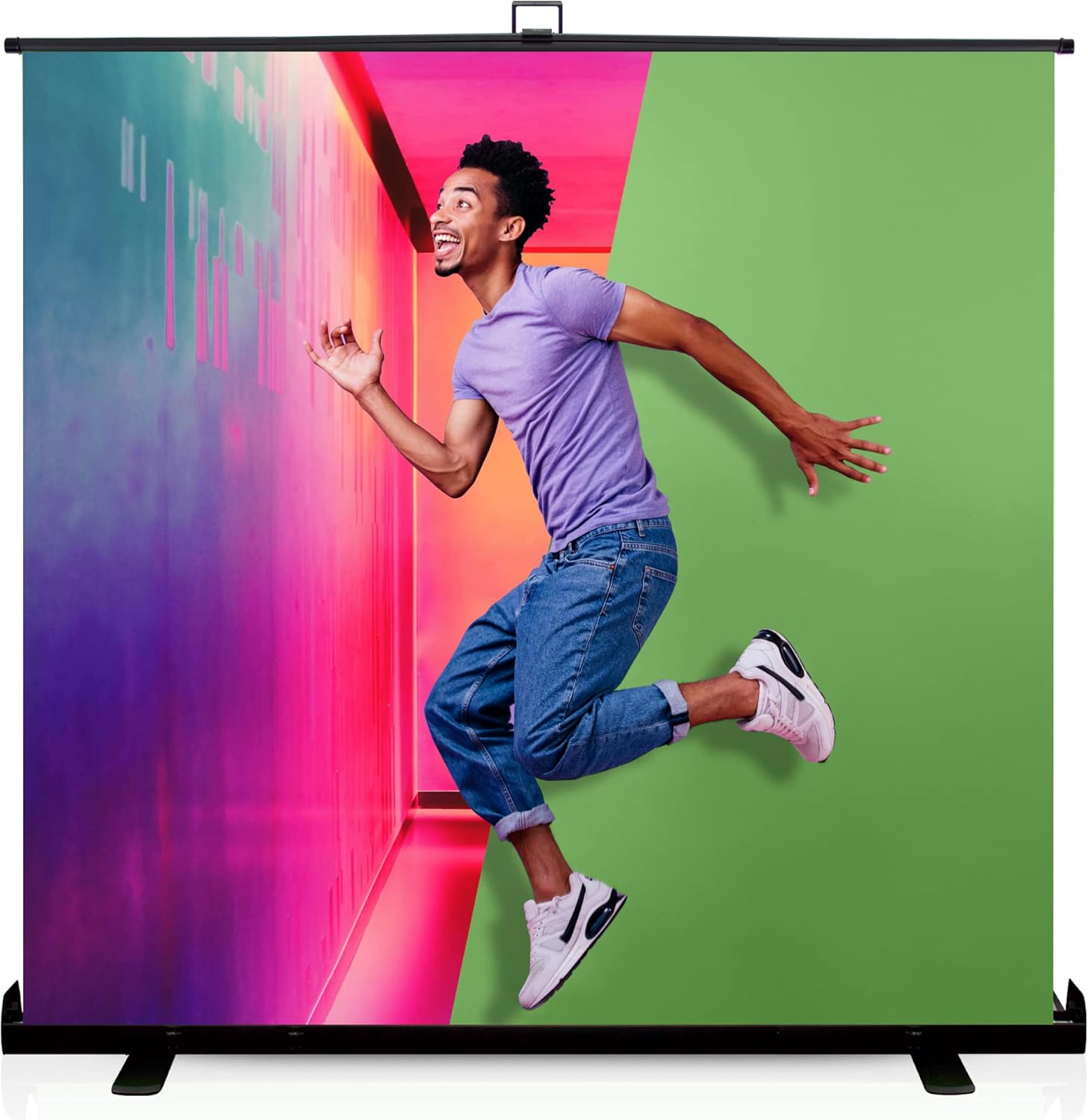 【Wider Style】 KHOMO GEAR 87-in Large Collapsible Green Screen Backdrop Portable Retractable Chroma Key Panel Photo Background with Stand for Video Conference, Photographic Studio, Streaming