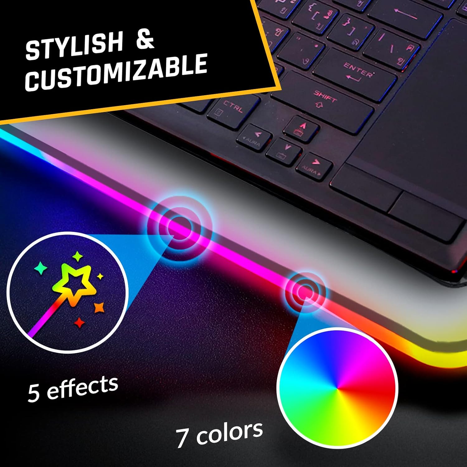 KLIM Ultimate + RGB Laptop Cooling Pad with LED Rim + New + Gaming Laptop Cooler + USB Powered Fan + Very Stable and Silent Laptop Stand + Compatible up to 17" + PC Mac PS5 PS4 Xbox One - White