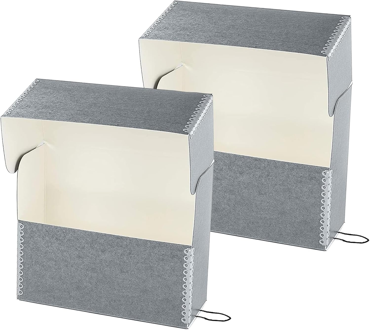 Lineco Archival Document Storage Box with Metal Edge, Acid-Free Gray Boxboard, Organize and Store Files, Prints, Photos, Jumbo-Sized Case 15.5" x 12.5" x 5" Wide, Pack of 2