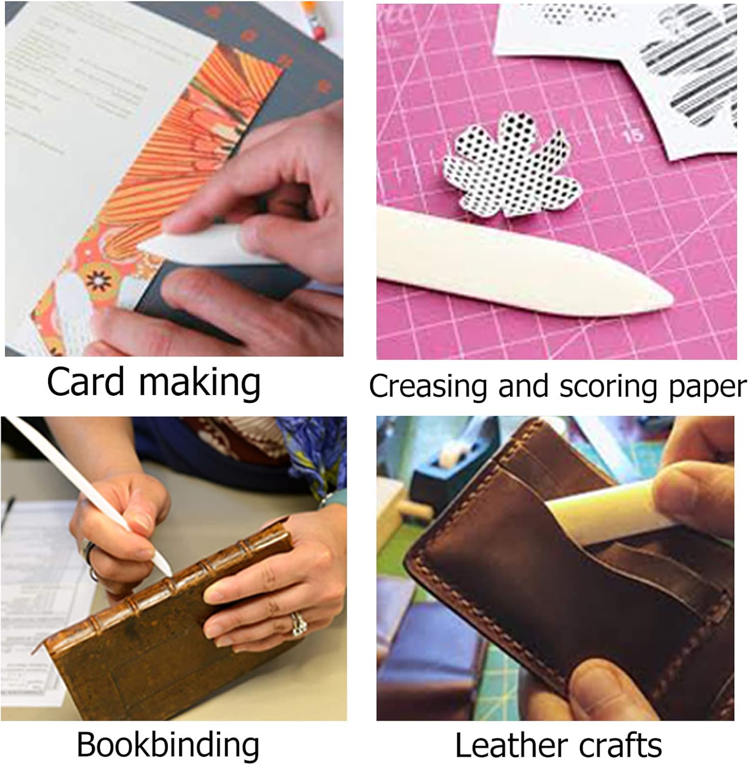 VENCINK 8 inch Genuine Bone Folder Natural Origami Paper Creaser Scoring Folding Tool for Leather Cards DIY Handmade Bookbinding Burnishing Shaping Creasing (100% Real Cattle Bone)