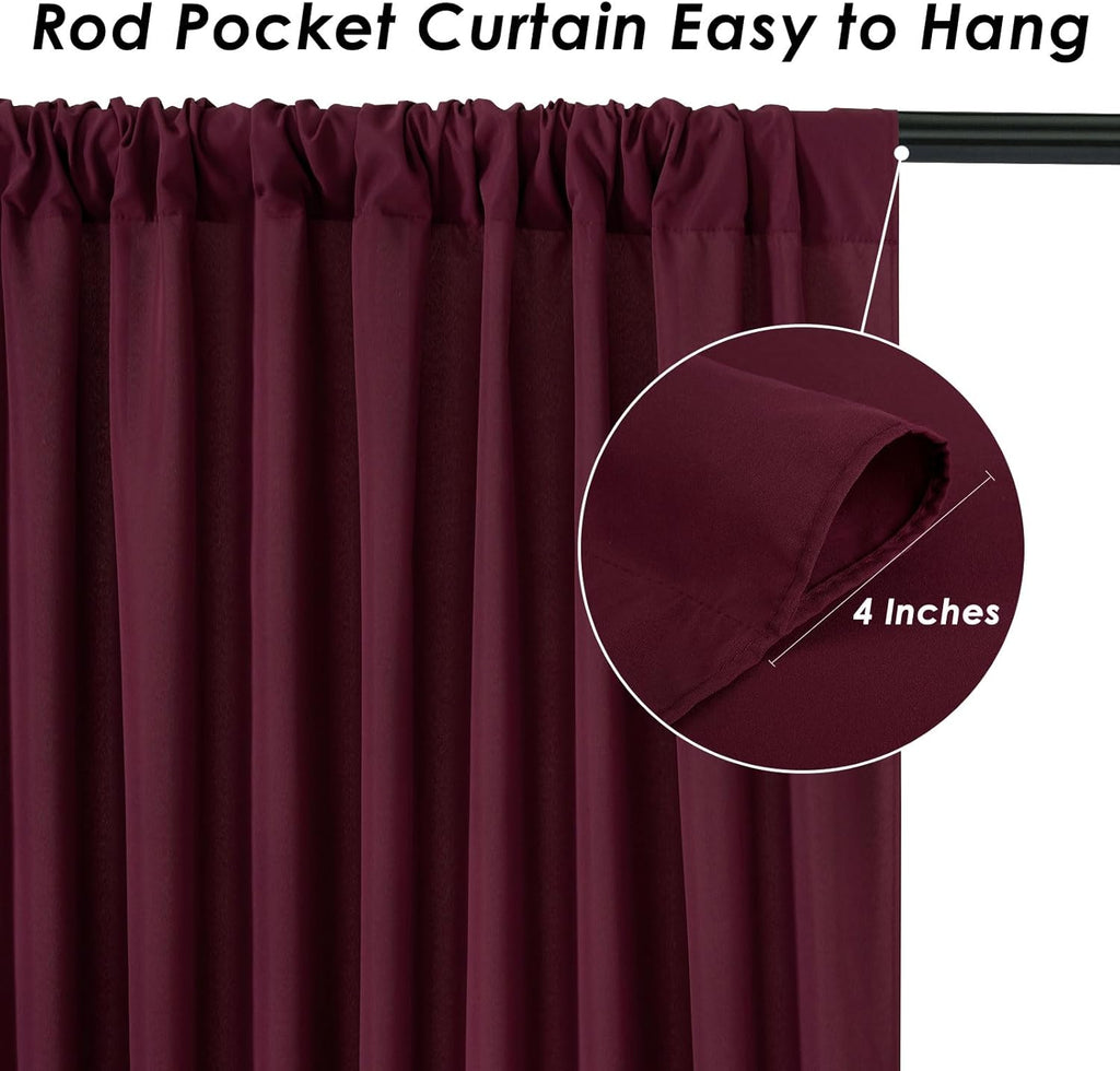 Burgundy Backdrop Curtains Photo Booth Background 2 Panels 5ft x 10ft Polyester Fabric Drapes for Wedding Party Anniversary Ceremony Decorations