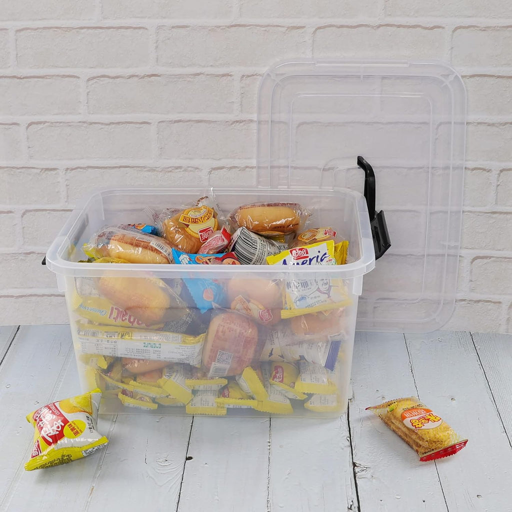 5 Liter Clear Storage Box, 4-Pack Plastic Latching Box with Lid