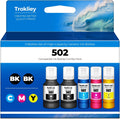 502 Ink Refill Bottles ET-2850 ET-3760 ET-3850 Replacement for 502 Ink Bottles (5 Pack) for ET 2850 ET 3850 ET-4850 ET-2760 ET3760 2850 ET-4760 ET-3830 ET-3843 ET-2750 ET-3750 ET4750 ET-15000 Printer