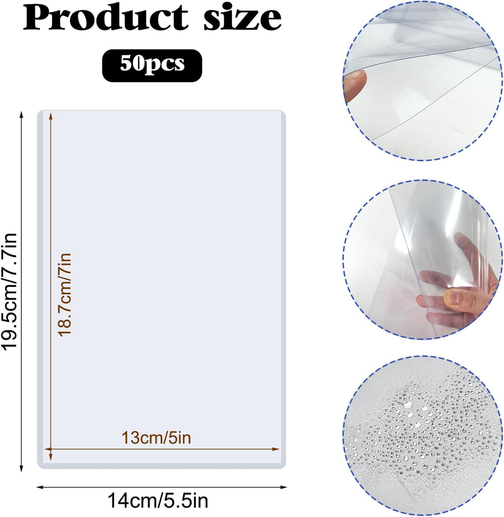 5" x 7" Photo Postcard Protectors, Rigid Hard Print Protectors, Clear Waterproof Protectors, Paper Sleeves Photo Plastic Sleeves Document Holder, Memories and Collectibles Storage (50 Pack)