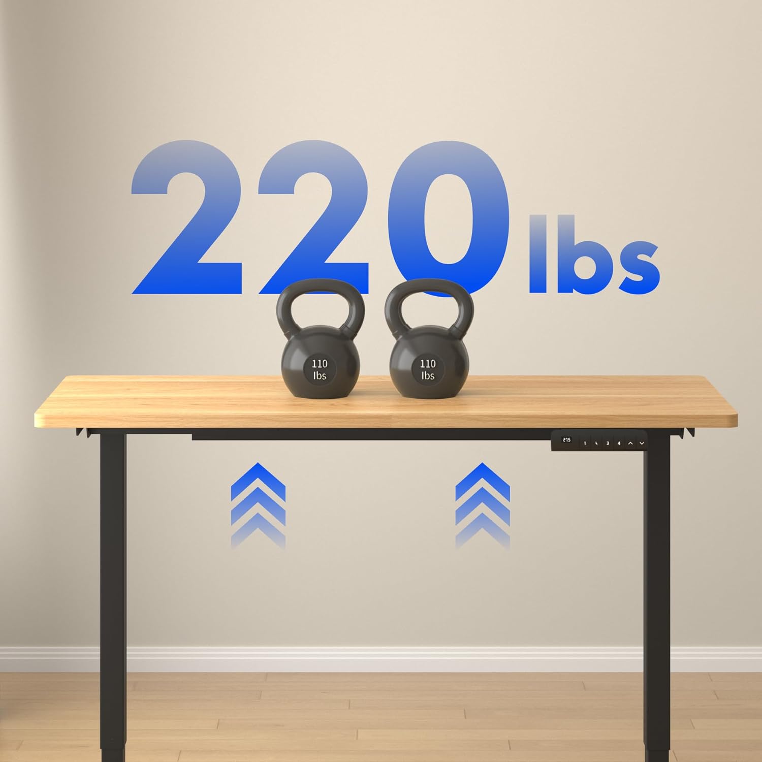 FLEXISPOT E3 Dual Motor Electric Standing Desk 48x30 Inch Whole-Piece Board Height Adjustable Desk Electric Sit Stand Desk (Black Frame + Maple Desktop, 2 Packages)