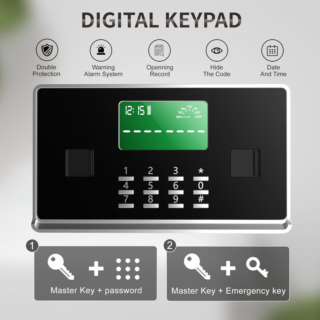【US STOCK】TIGERKING 7.2 Cubic Feet Extra Large Heavy Duty Safe Box, Home Safe with Double Safety Key Lock and Separate Lock Box, Digital safe with 2 Removable Shelf for Home Hotel Office,132lbs