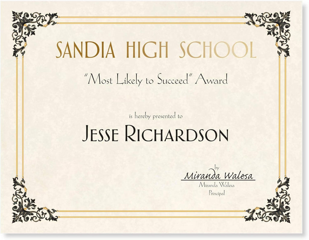 PaperDirect Black and Gold Accents on Renaissance Standard Certificates, 8½ x 11, 100 Count, Certificates And Awards Paper, For School, Work, Diplomas & Award Certificates
