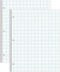 (2-Pack) A4 Grid Filler Paper, 3-Hole Graph Paper, 200Sheets / 400Pages Loose-Leaf Paper, 100gsm White Paper, 8.5'' x 11''